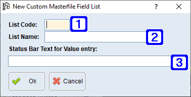 New Custom Masterfile Field List Screen New Custom Masterfile Field List Screen