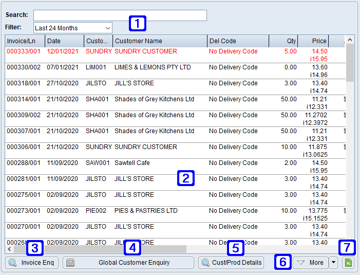 Invoice Line History Tab Screen Invoice Line History Tab Screen