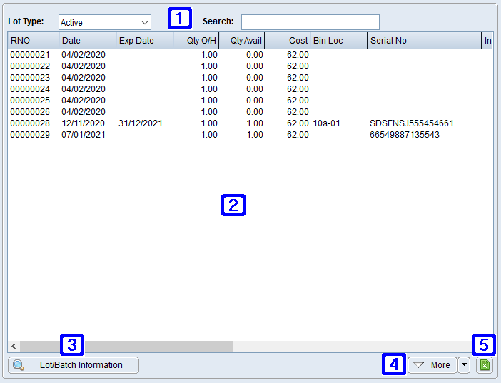 Lots/Batches Tab Screen Lots/Batches Tab Screen