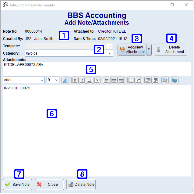 Add/Edit Note/Attachments Screen Add/Edit Note/Attachments Screen
