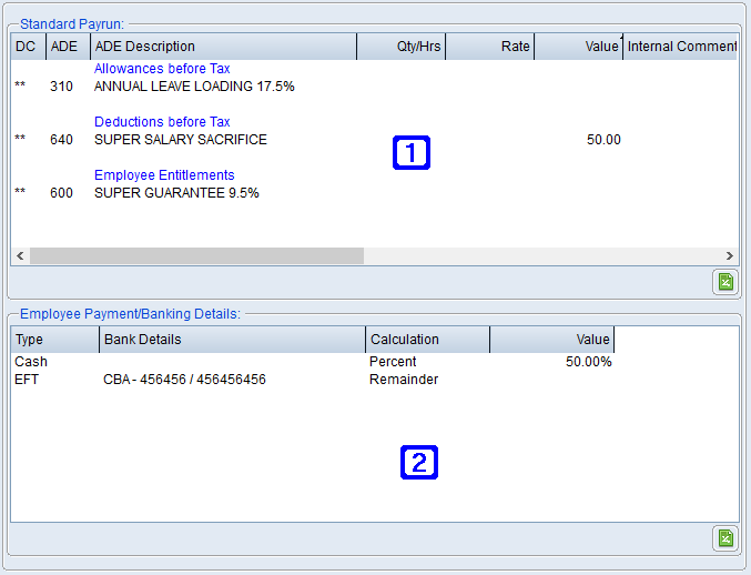 Standard Pay & Bank Details Tab Screen Standard Pay & Bank Details Tab Screen
