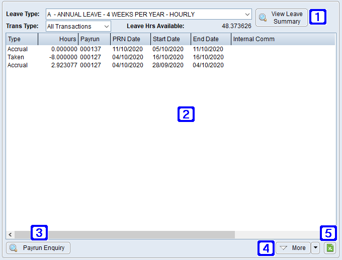 Leave History Tab Screen Leave History Tab Screen