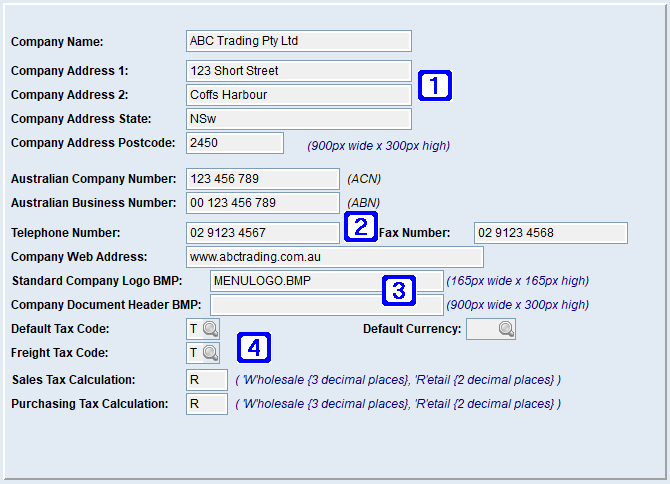 System Parameter Maintenance - General Settings Screen System Parameter Maintenance - General Settings Screen