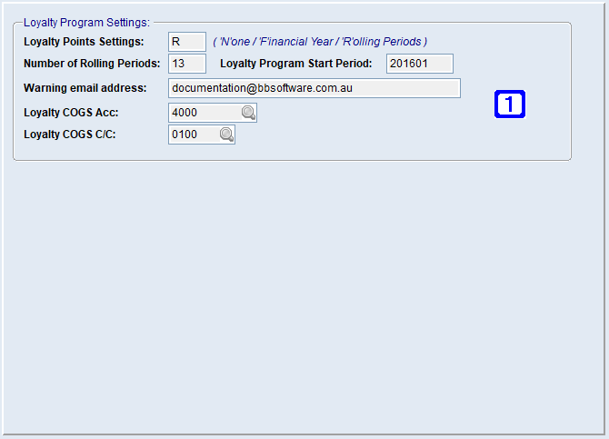 System Parameter Maintenance - Loyalty Points System Screen System Parameter Maintenance - Loyalty Points System Screen