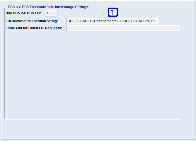 System Parameter Maintenance - BBS <-> BBS EDI Settings Screen System Parameter Maintenance - BBS <-> BBS EDI Settings Screen