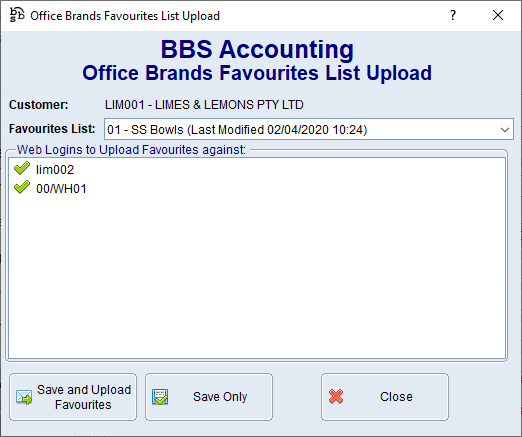 Office Brands Favourites List Upload Screen Office Brands Favourites List Upload Screen