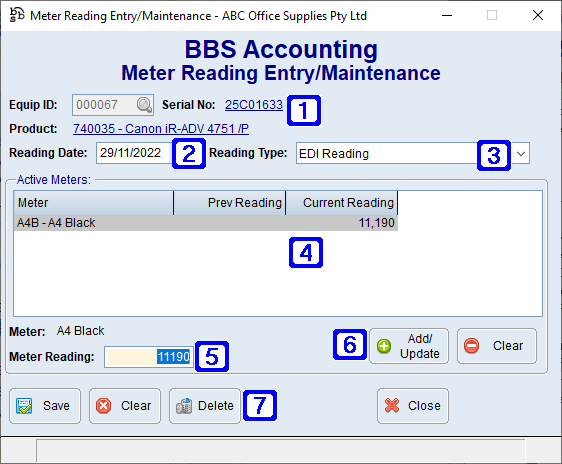 Meter Reading Entry/Maintenance Screen Meter Reading Entry/Maintenance Screen