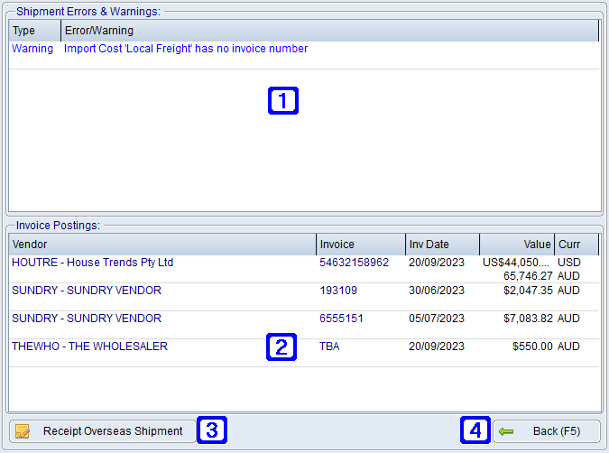 Overseas Import Shipment Entry/Maintenance - Receipt Stock & Finalise Shipment tab Screen Overseas Import Shipment Entry/Maintenance - Receipt Stock & Finalise Shipment tab Screen