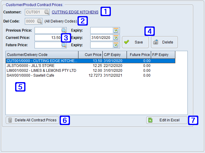 Contract Pricing Tab Screen Contract Pricing Tab Screen