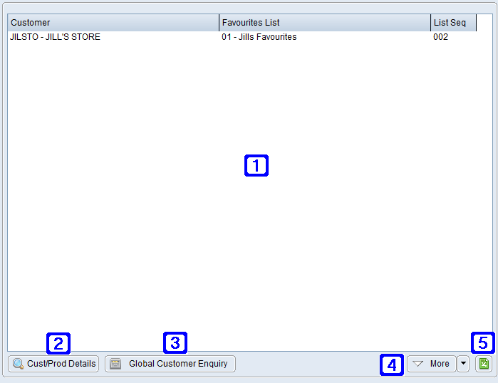 Customer Favourites Lists Screen Customer Favourites Lists Screen