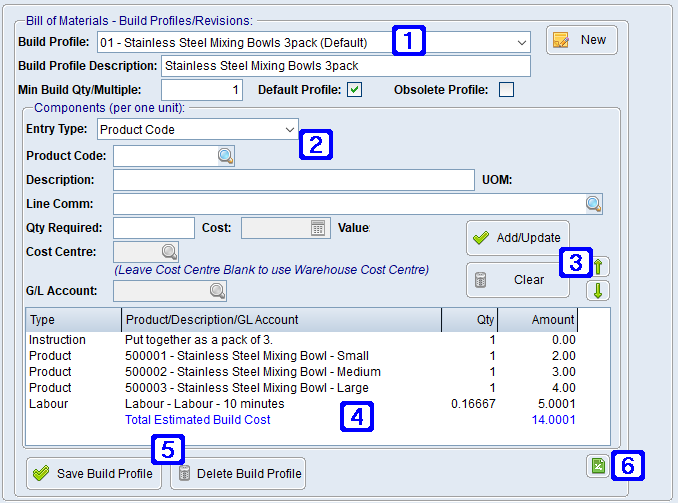Bill of Materials/Bundle Components Tab Screen Bill of Materials/Bundle Components Tab Screen