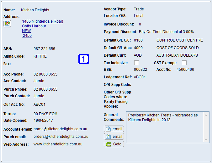 General Information Tab Screen General Information Tab Screen